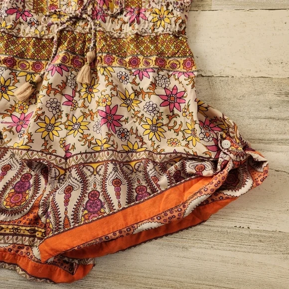 Spell Blossom Bohemian Floral Romper Orange Yellow Size Small - Picture 9 of 13